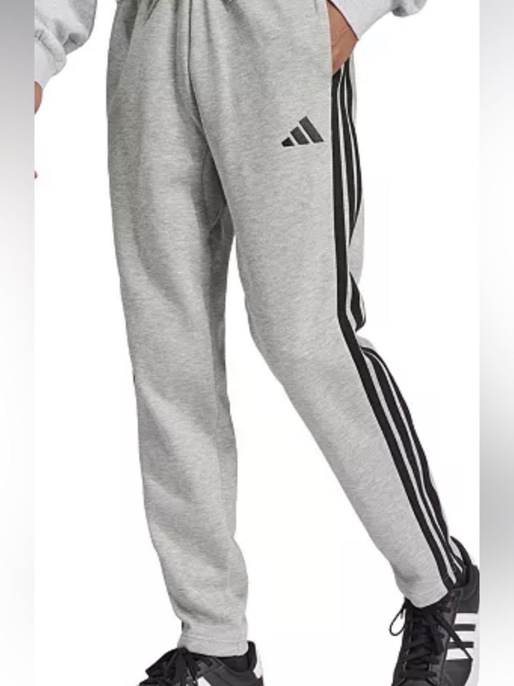 adidas 3 Stripe Fleece Sweatpants with Open Hem NWT